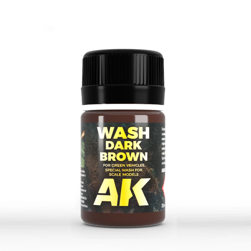 AK Interactive: Dark Brown Wash For Green Vehicles (35ml Bottle)