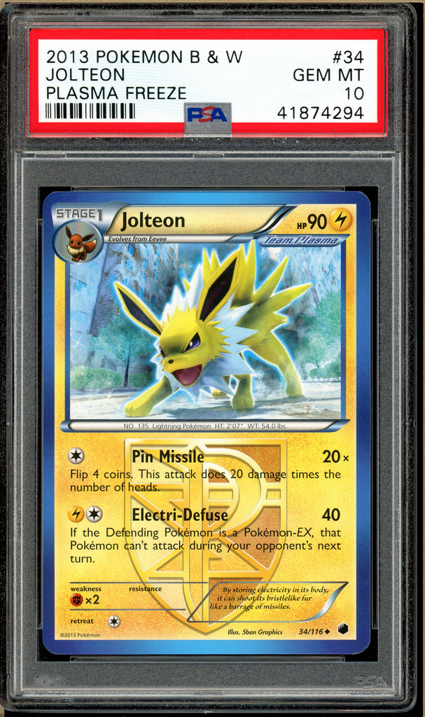 Pokémon - Jolteon, Plasma Freeze #34 PSA 10 front