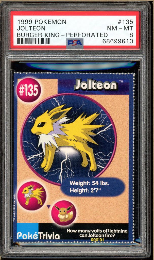 Pokémon - Jolteon, Burger King Perforated #135 PSA 8 front