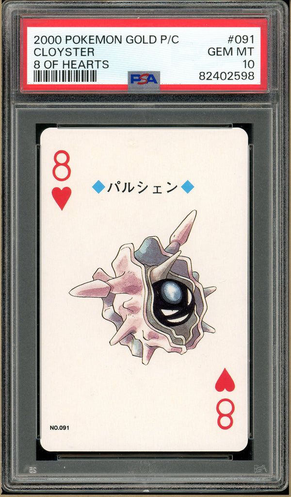 Pokémon - Cloyster 8 of Hearts, Gold Ho-oh Back Poker Deck #91 PSA 10