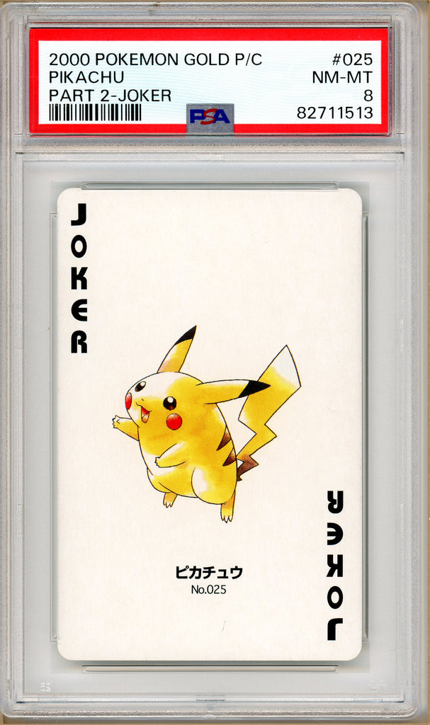 Pokémon - Pikachu Joker Part 2, Gold Pichu Back Poker Deck #025 PSA 8