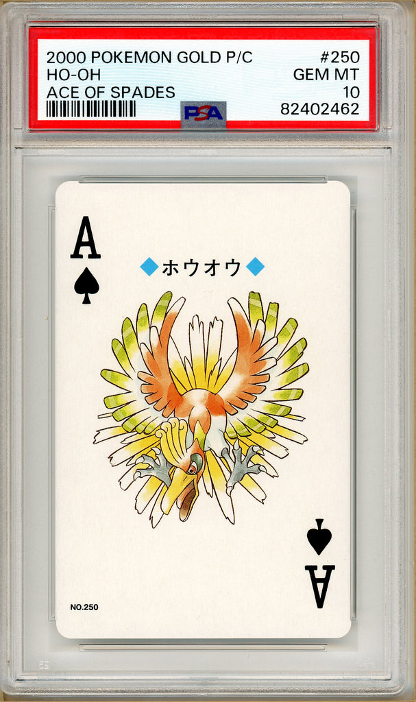 Pokémon - Ho-oh Ace of Spades, Gold Ho-oh Back Poker Deck #250 PSA 10 front