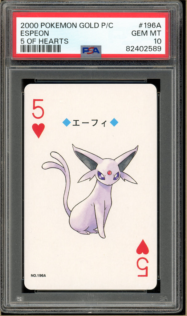 Pokémon - Espeon 5 of Hearts, Gold Ho-oh Back Poker Deck #196A PSA 10 front