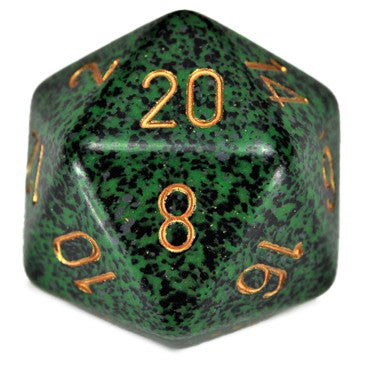 Chessex 34mm d20 Green Recon with Gold Numbers