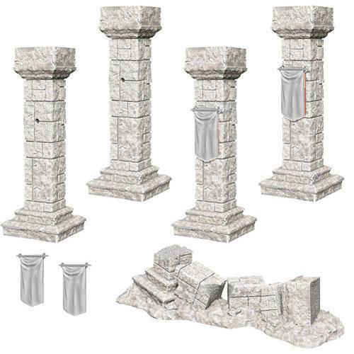 WizKids Deep Cuts Unpainted Miniatures: Pillars and Banners