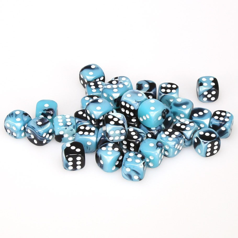 Chessex Gemini Würfel Set – 12 Stück, 16mm, Blau-türkis Mit Goldfarbenen Punkten – Perfekt Für Pen & Paper