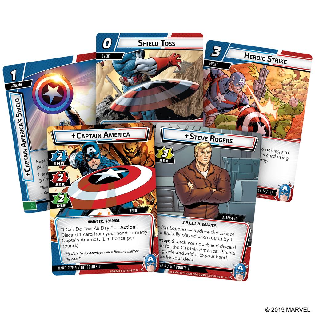 Marvel Champions: The Card Game - Captain America  Hero Pack content