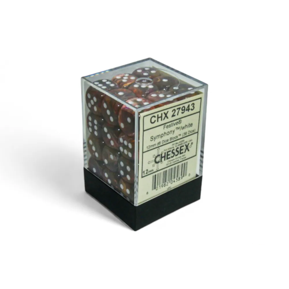 Chessex Festive™ Symphony with White Pips 12mm Dice Block (36 dice)