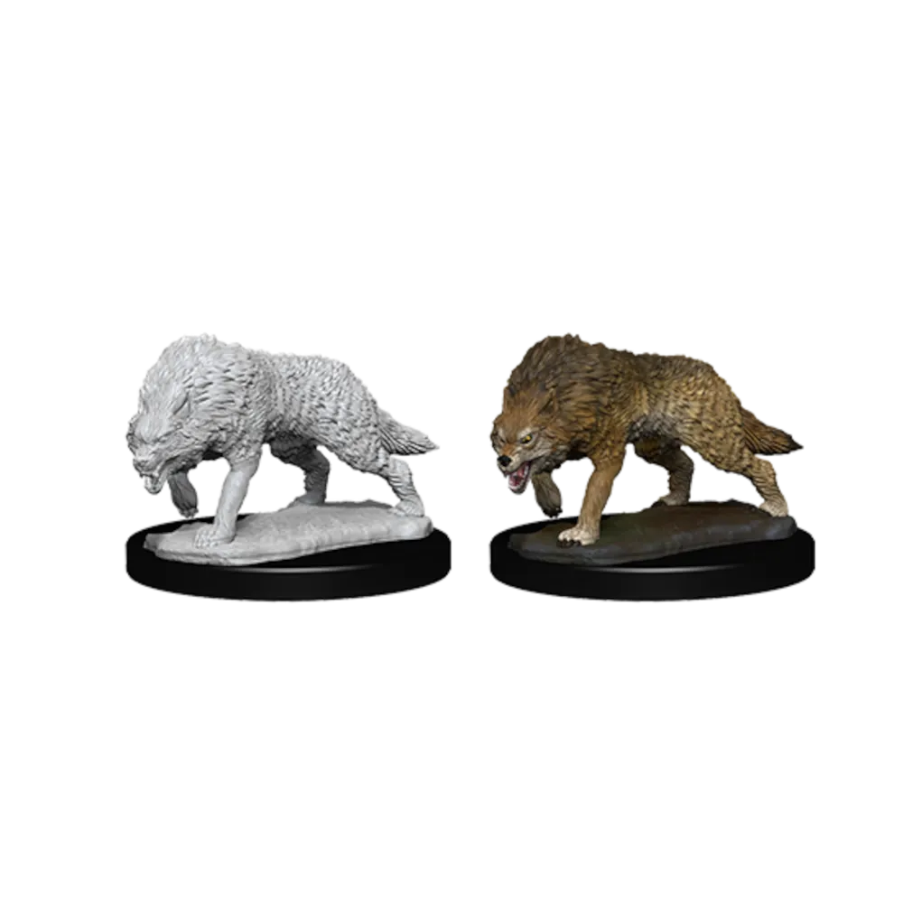 WizKids Deep Cuts Unpainted Miniatures: Timber Wolves (2)