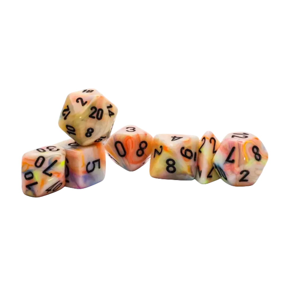 Chessex Mega-Hedral™ Festive Circus Polyhedral with Black Numbers - Set of 7