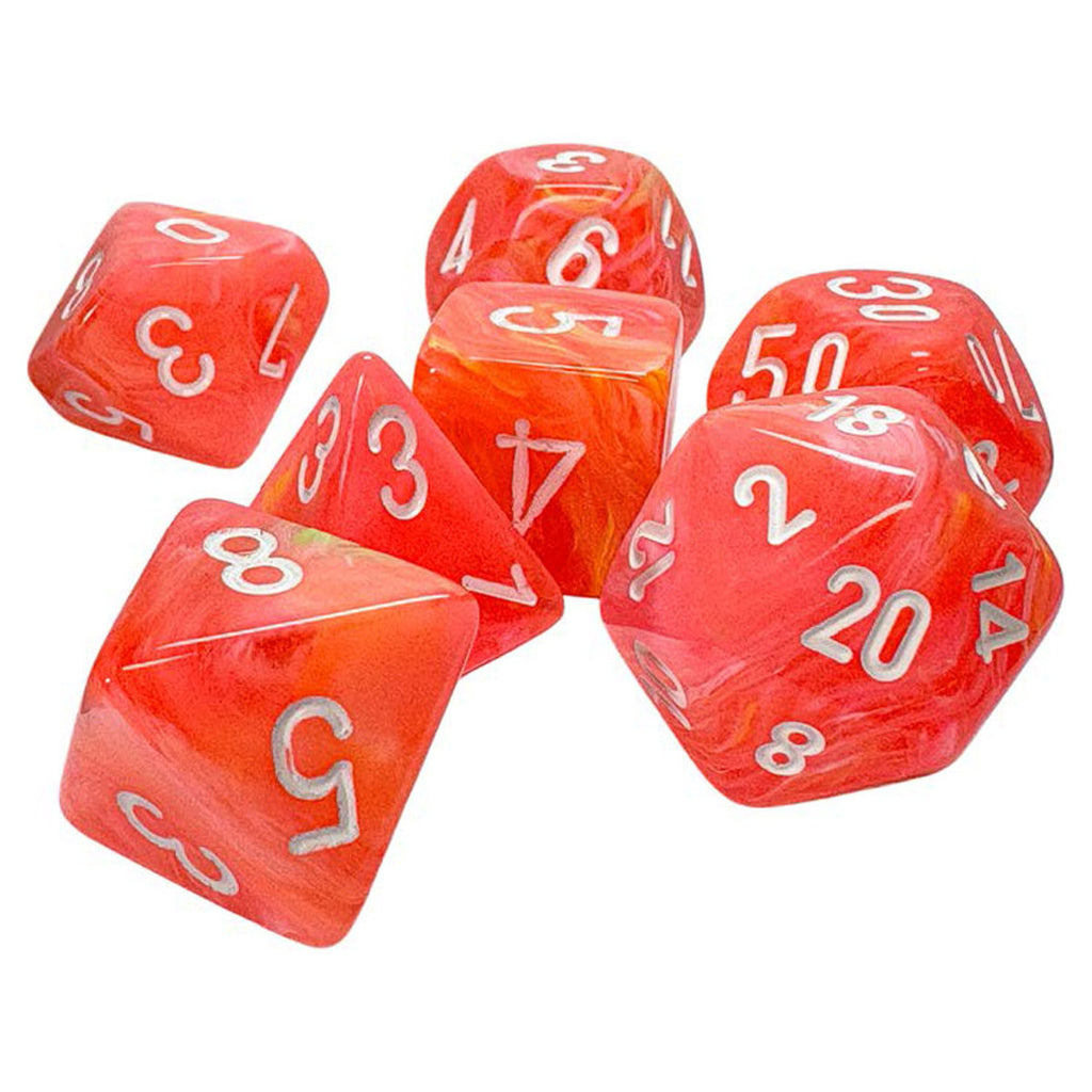 Chessex Mega-Hedral™ Festive Dahlia Polyhedral with White Numbers - Set of 7