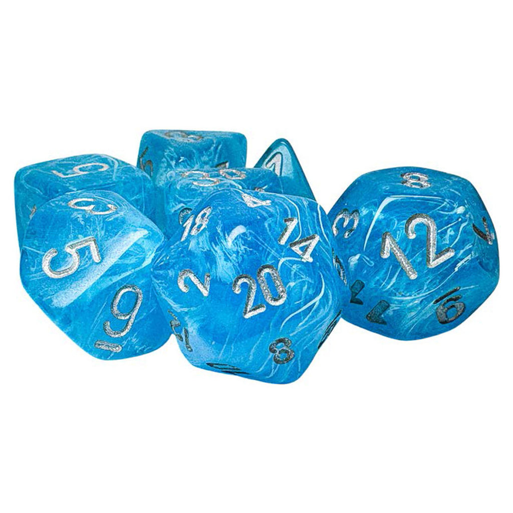 Chessex Mega-Hedral™ Luminary Sky Polyhedral with Silver Numbers - Set of 7