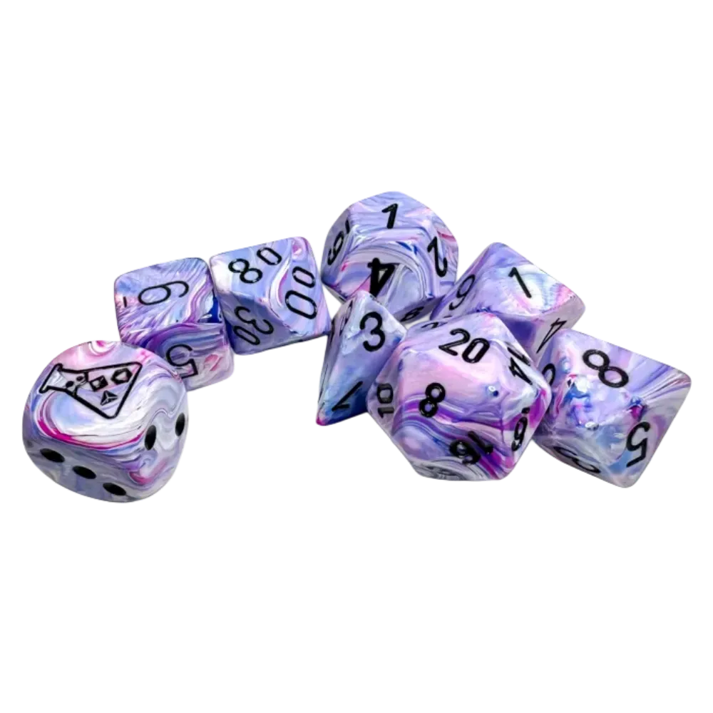 Chessex Lab Dice Festive™ Hydrangea Polyhedral with Black Numbers - Set of 7