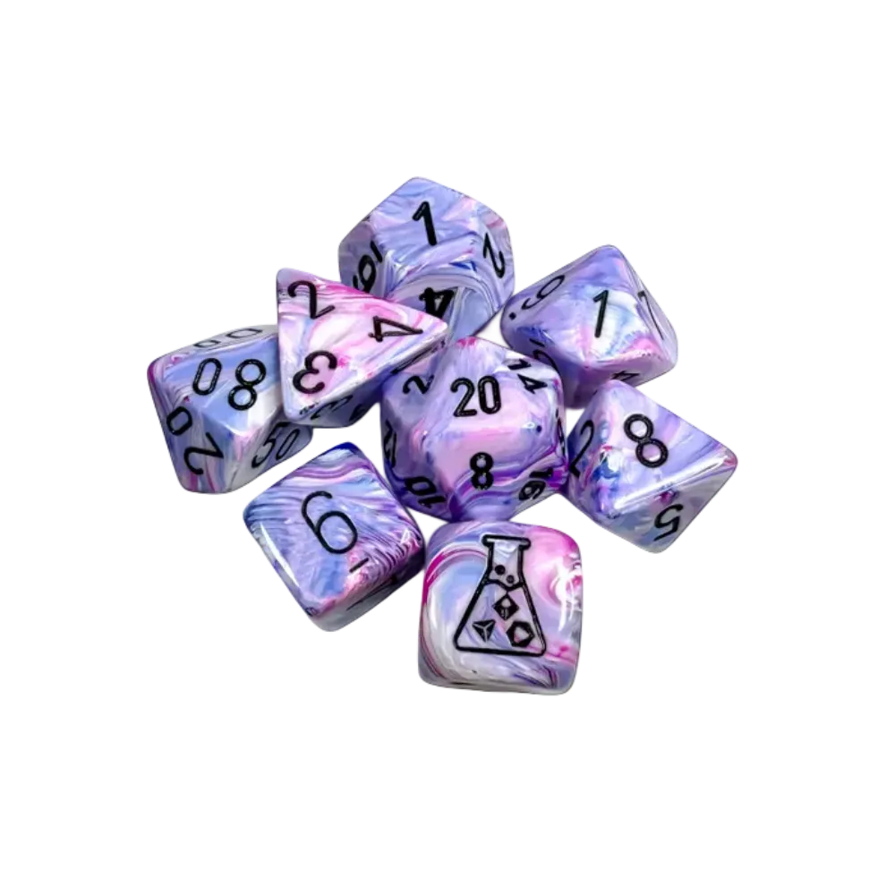 Chessex Lab Dice Festive™ Hydrangea Polyhedral with Black Numbers - Set of 7