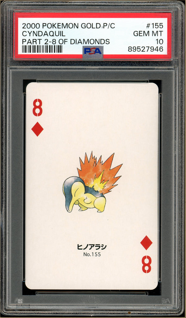 Pokémon - Cyndaquil 8 of Diamond Part 2, Gold Pichu Back Poker Deck #155 PSA 10 front