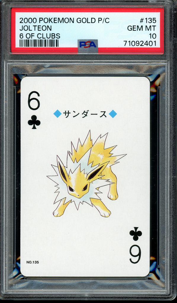 Pokémon - Jolteon 6 of Clubs, Gold Ho-oh Back Poker Deck #135 PSA 10