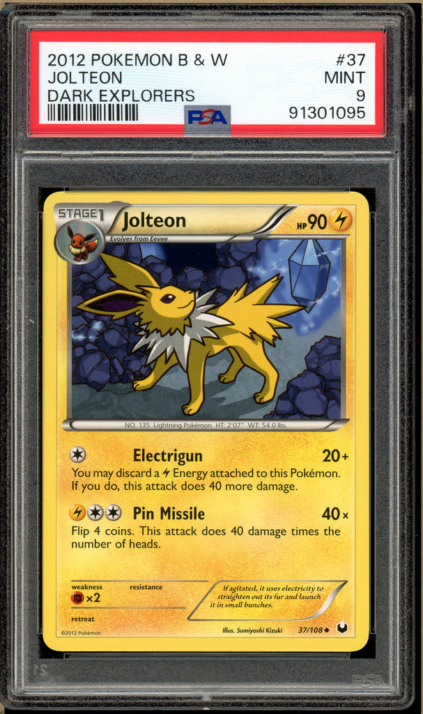 Over the Brick Pokmon - Jolteon, Dark Explorers #37 PSA 9 POP 3 Over the Brick Pokmon - Jolteon, Dark Explorers #37 PSA 9 POP 3