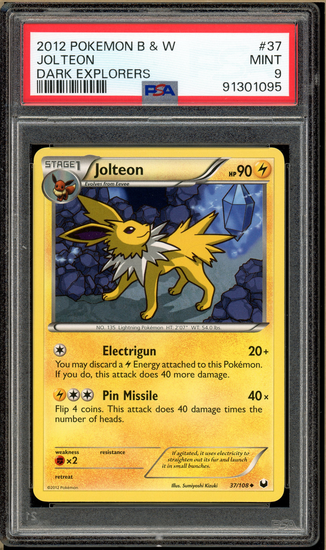 Over the Brick Pokmon - Jolteon, Dark Explorers #37 PSA 9 POP 3 Over the Brick Pokmon - Jolteon, Dark Explorers #37 PSA 9 POP 3