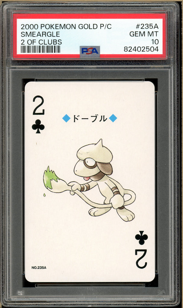 Pokémon - Smeargle 2 of Clubs, Gold Ho-oh Back Poker Deck #235A PSA 10 front
