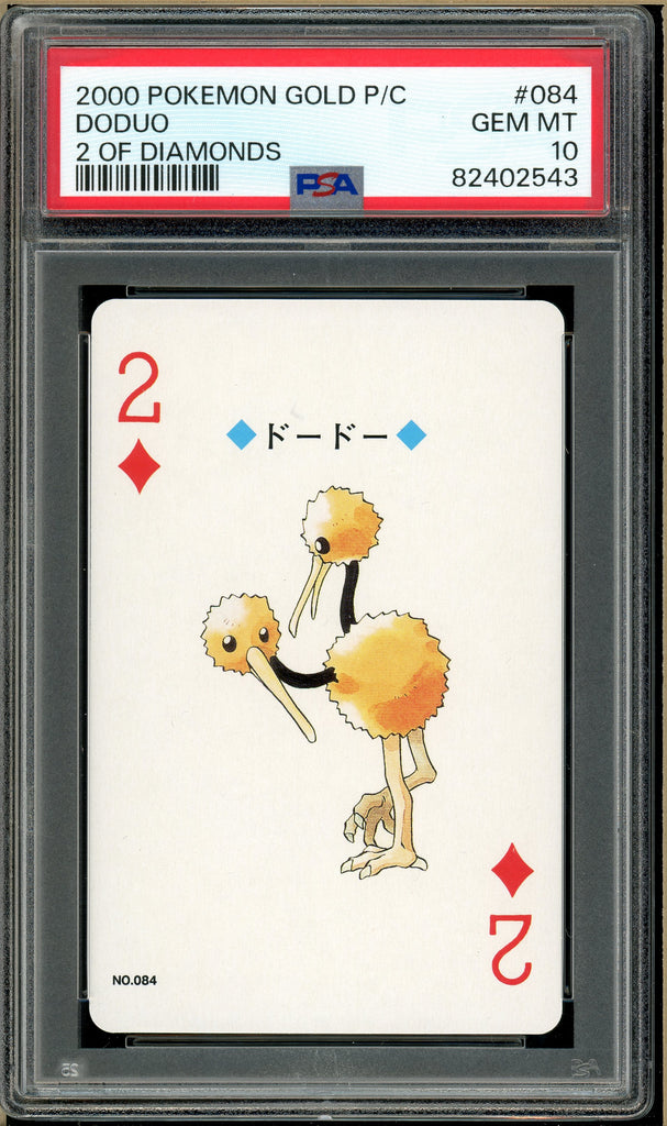 Pokémon - Doduo 2 of Diamonds, Gold Ho-oh Back Poker Deck #84 PSA 10 Front