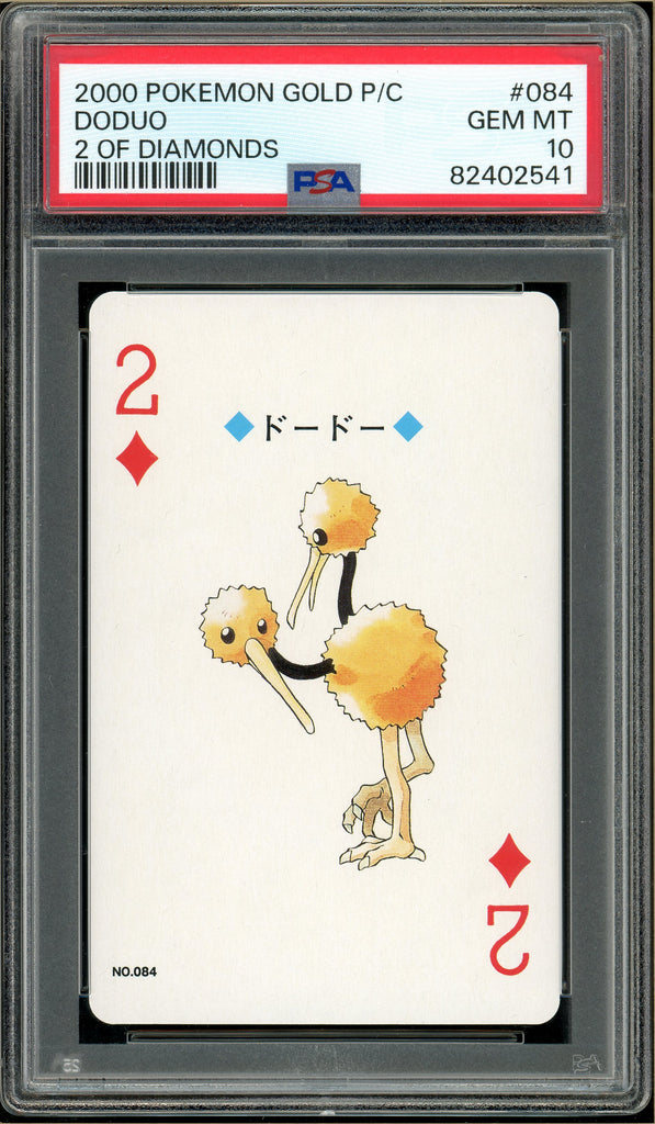 Pokémon - Doduo 2 of Diamonds, Gold Ho-oh Back Poker Deck #84 PSA 10 Front