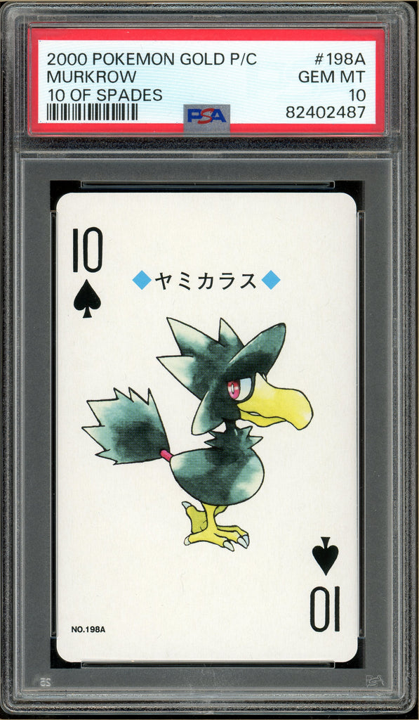 Pokémon - Murkrow 10 of Spades, Gold Ho-oh Back Poker Deck #198A PSA 10 Front