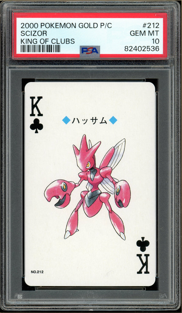 Pokémon - Scizor King of Clubs, Gold Ho-oh Back Poker Deck #212 PSA 10 Front
