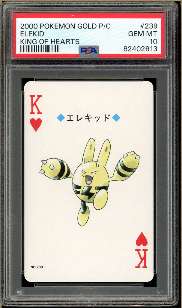 Pokémon - Elekid King of Hearts, Gold Ho-oh Back Poker Deck #239 PSA 10 Front