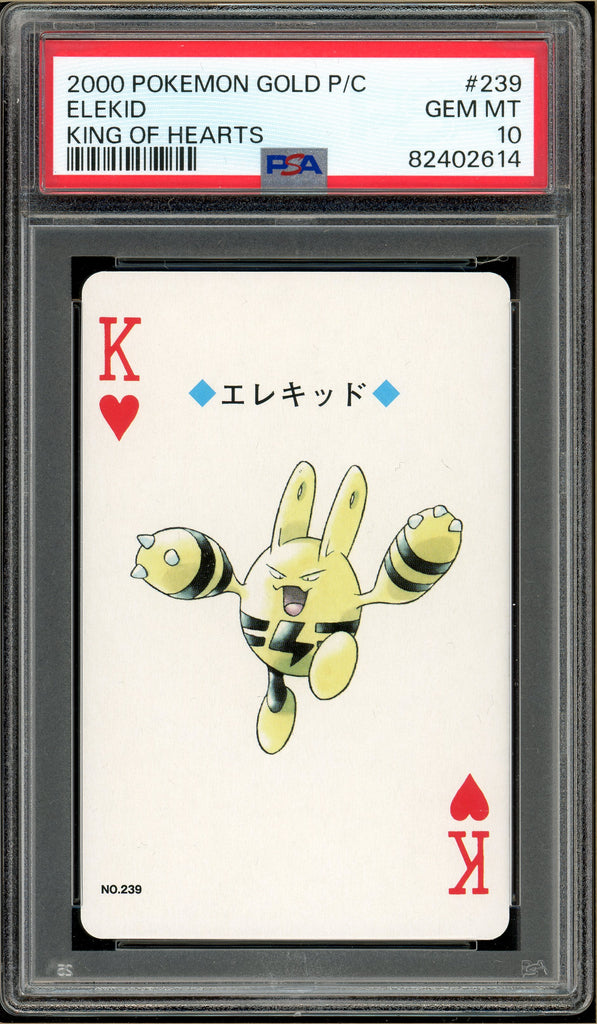 Pokémon - Elekid King of Hearts, Gold Ho-oh Back Poker Deck #239 PSA 10 Front