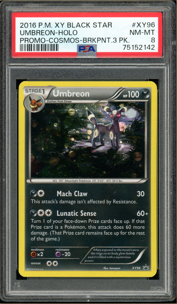 Pokémon - Umbreon XY Black Star Promo 3 Pack Blisters - Cosmos #XY96 PSA 8 Front