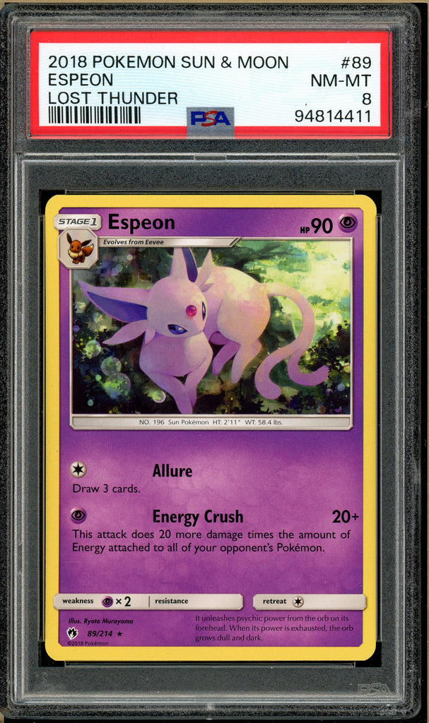 Pokémon - Espeon Lost Thunder 89 PSA 8 Front