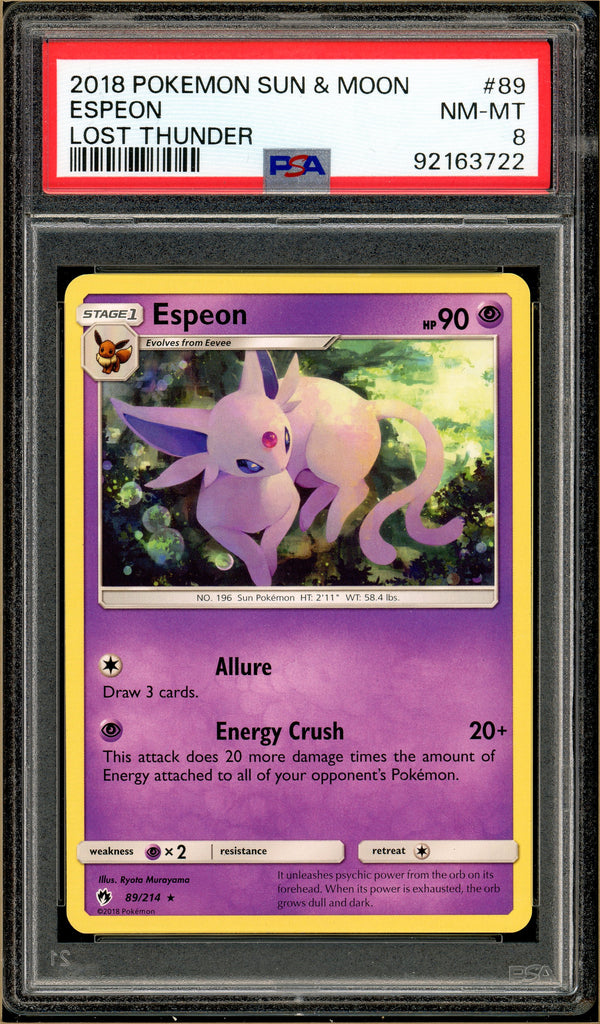 Pokémon - Espeon Lost Thunder 89 PSA 8 Front