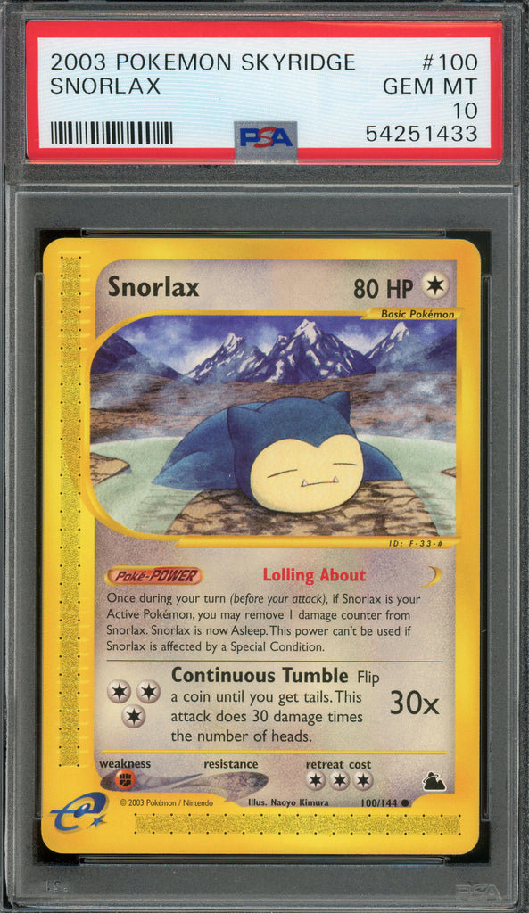 Pokémon - Snorlax, Skyridge #100 PSA 10