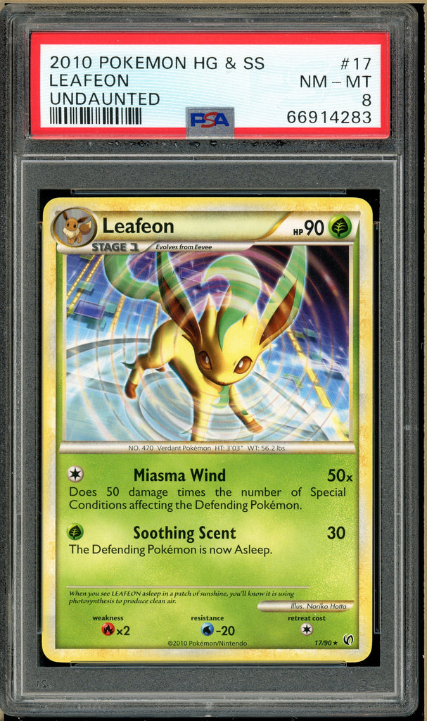 Pokémon - Leafeon Undaunted #17 PSA 8 Front