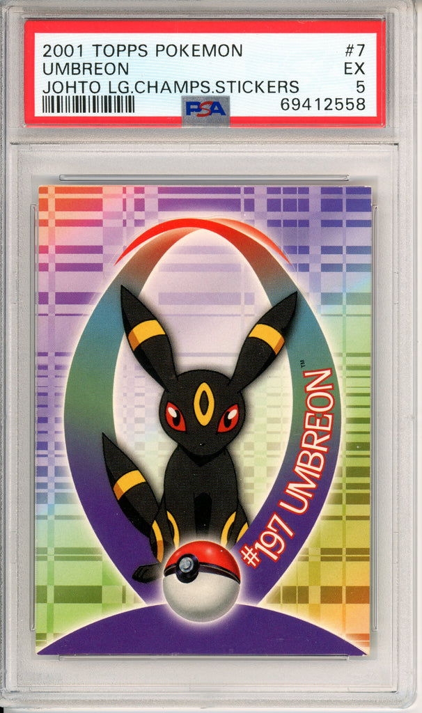 Pokémon - Umbreon, Johto League Champions Stickers 2001 Topps #7 PSA 5