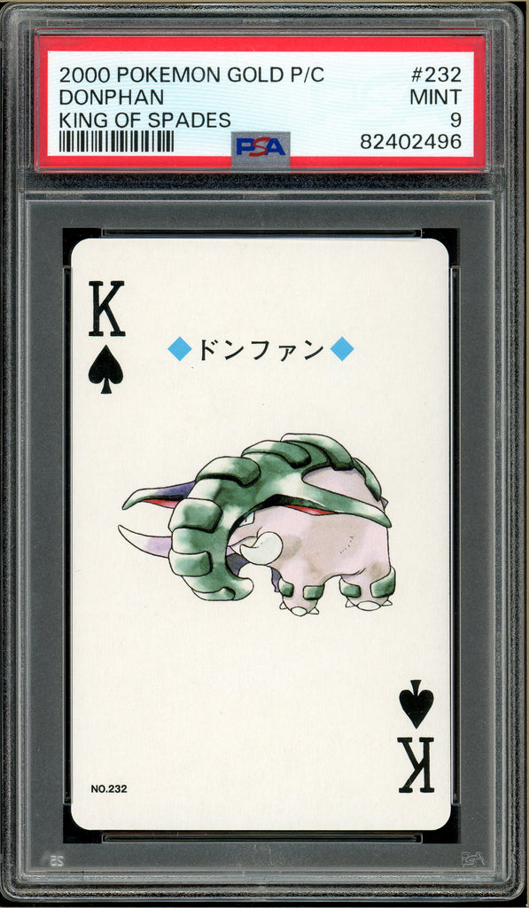 Pokémon - Donphan King of Spades, Gold Ho-oh Back Poker Deck #232 PSA 9 front