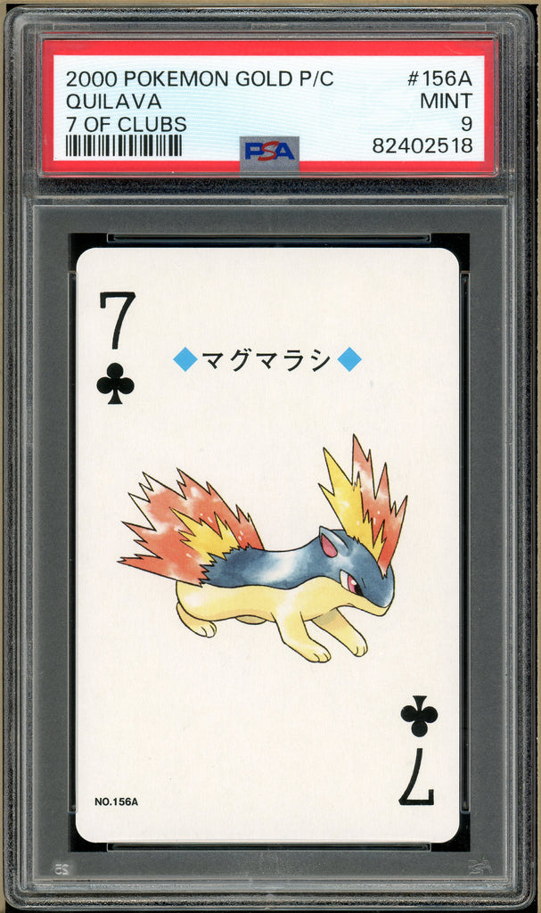 Pokémon - Quilava 7 of Clubs, Gold Ho-oh Back Poker Deck #156A PSA 9 front