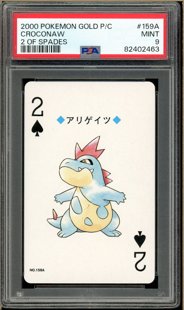 Pokémon - Croconaw 2 of Spades, Gold Ho-oh Back Poker Deck #159A PSA 9 front
