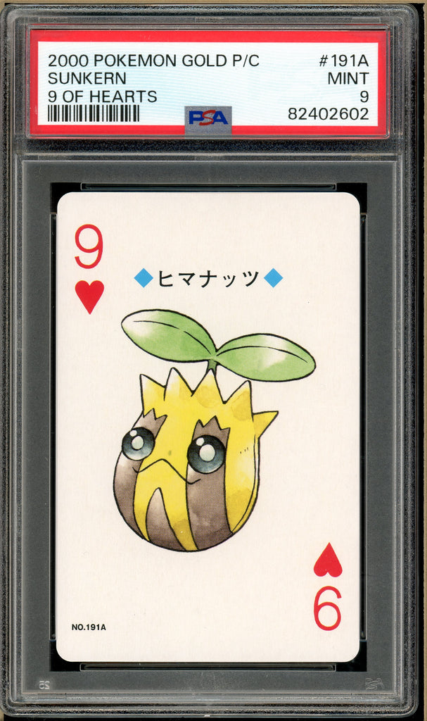 Pokémon - Sunkern 9 of Hearts, Gold Ho-oh Back Poker Deck #191A PSA 9 front