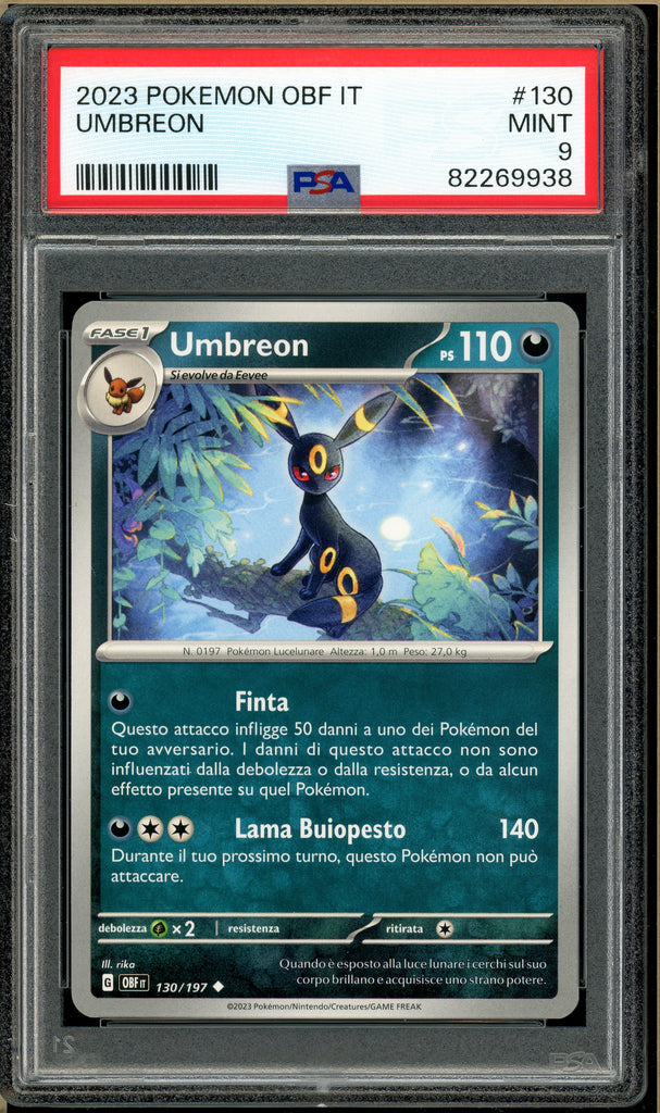 Pokémon - Umbreon, Obsidian Flames Italian #130 PSA 9 front