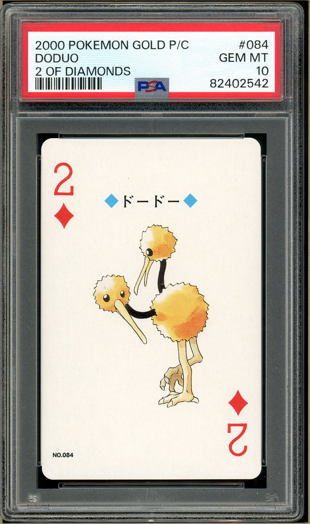 Pokémon - Doduo 2 of Diamonds, Gold Ho-oh Back Poker Deck #84 PSA 10