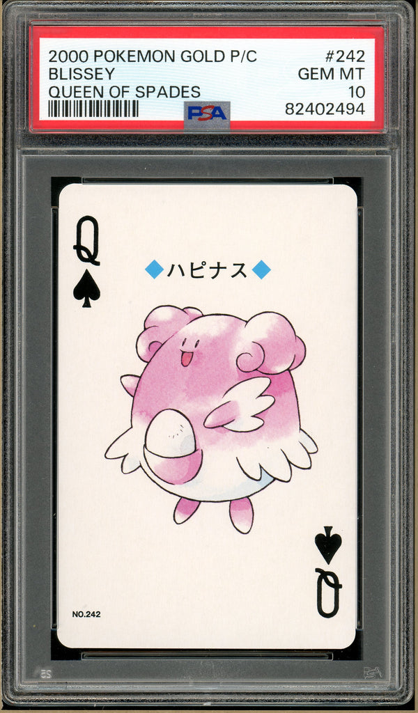 Pokémon - Blissey Queen of Spades, Gold Ho-oh Back Poker Deck #242 PSA 10
