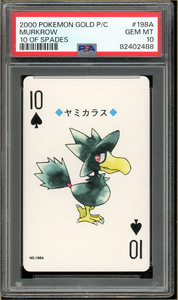 Pokémon - Murkrow 10 of Spades, Gold Ho-oh Back Poker Deck #198A PSA 10
