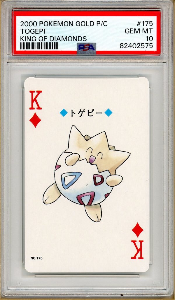 Pokémon - Togepi King of Diamonds, Gold Ho-oh Back Poker Deck #175 PSA 10 front