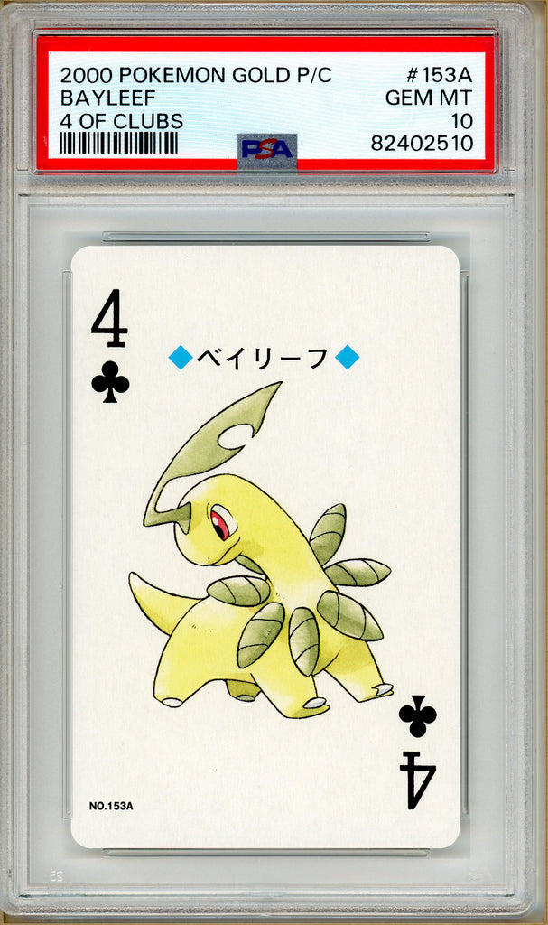 Pokémon - Bayleef 4 of Clubs, Gold Ho-oh Back Poker Deck #153A PSA 10