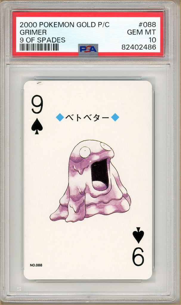 Pokémon - Grimer 9 of Spades, Gold Ho-oh Back Poker Deck #88 PSA 10