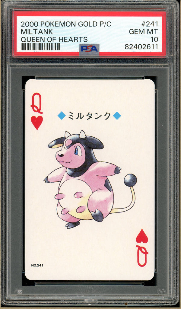 Pokémon - Miltank Queen of Hearts, Gold Ho-oh Back Poker Deck #241 PSA 10 front