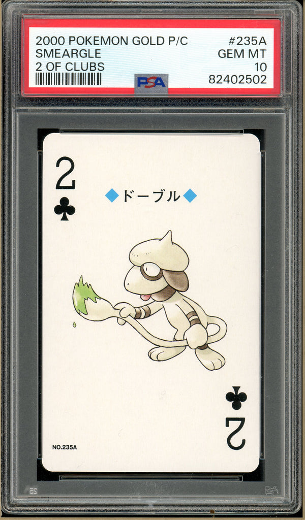 Pokémon - Smeargle 2 of Clubs, Gold Ho-oh Back Poker Deck #235A PSA 10 front