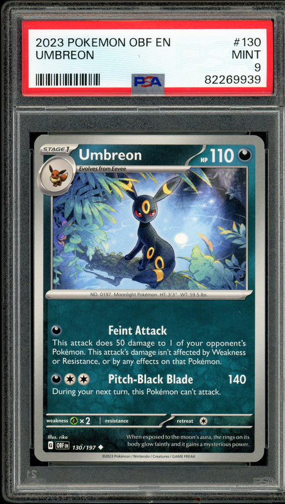 Pokémon - Umbreon, Obsidian Flames #130 PSA 9