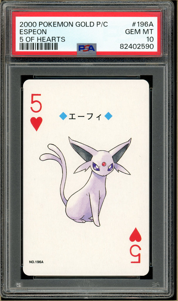 Pokémon - Espeon 5 of Hearts, Gold Ho-oh Back Poker Deck #196A PSA 10 front